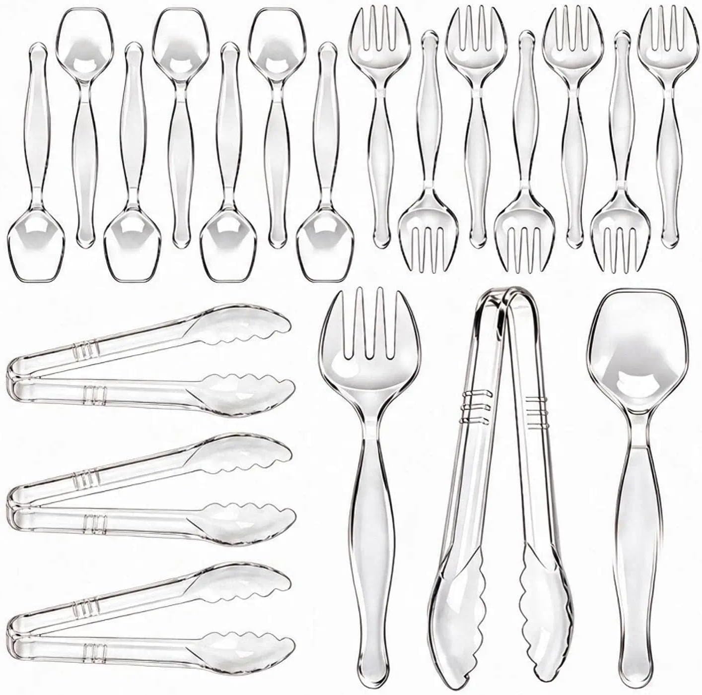Plastic Serving Utensils, Clear Serving Spoons Set