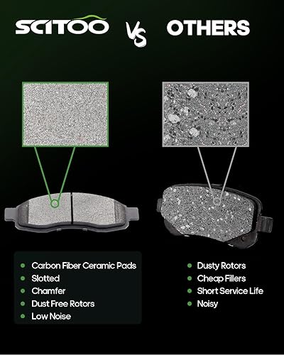 Miniatura 2 de SCITOO Juego de pastillas de freno de cerámica delanteras y traseras para Infiniti QX56,2005-2006 para Nissan Armada,2004-2007 para Nissan Titan
