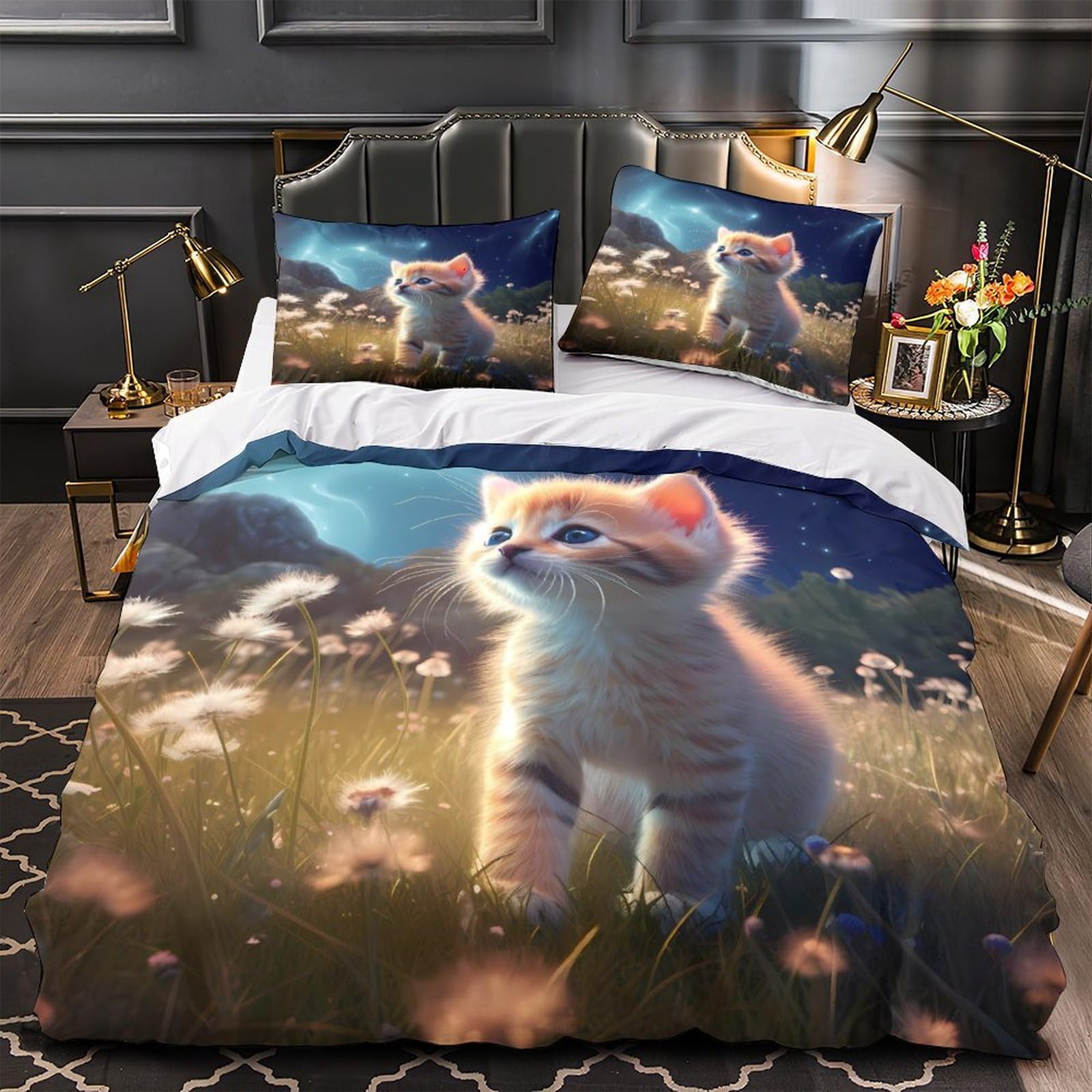Parure de lit chatons pour chambre de fille et enfant 3D