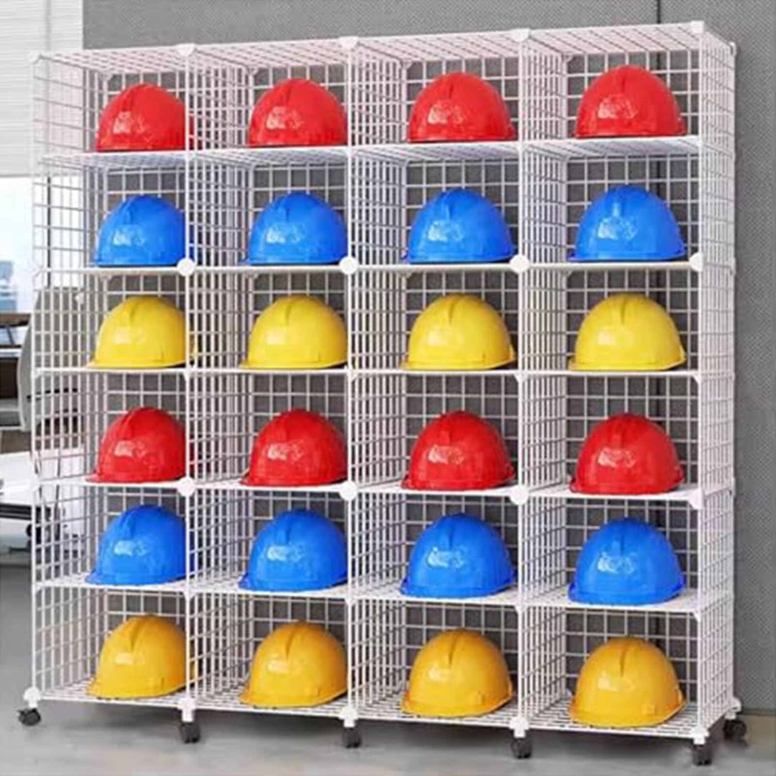 Chariot de rangement pour casques de chantier robuste avec présentoir réglable 146 cm