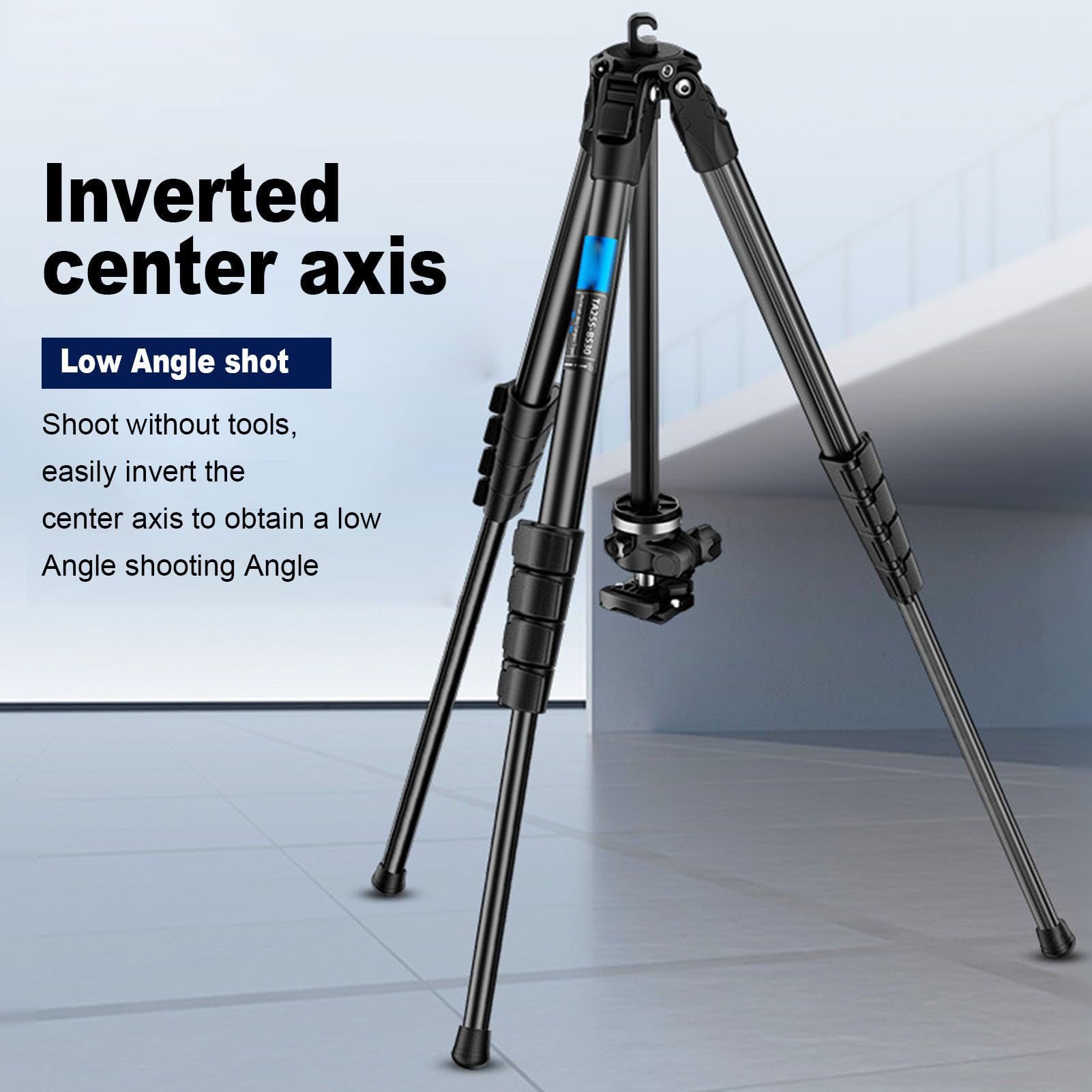 Treppiede per Fotocamera in Lega di Alluminio con Testa a Sfera, Colonna Centrale, Piastra a Sgancio Rapido, Treppiede da Viaggio per Videocamera DSLR, Angolo Basso