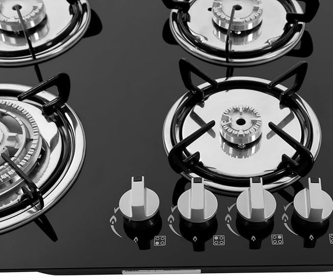 Estufa de Gas 4 Puestos Empotrable Panel de Vidrio Templado miniatura 5