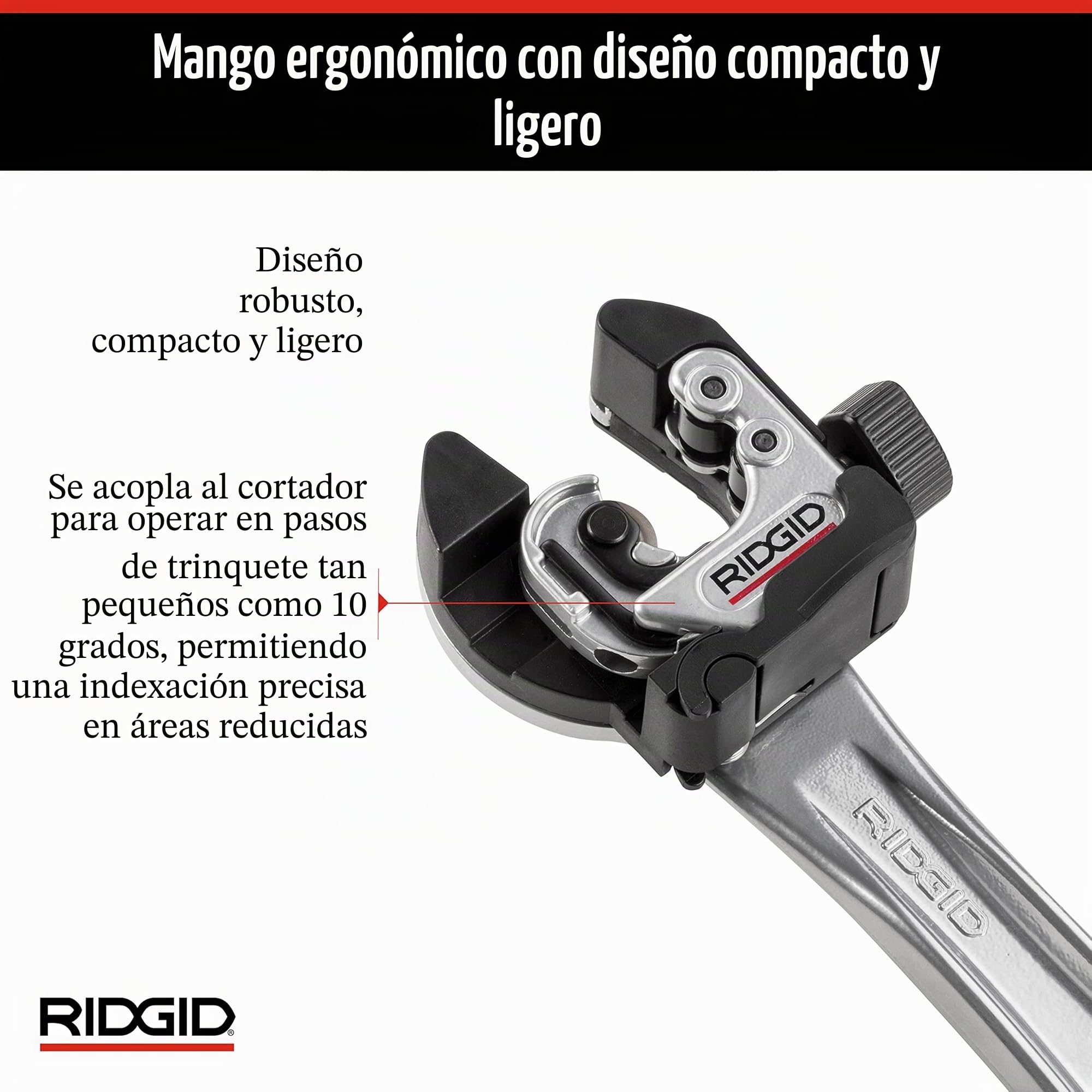 RIDGID 32573 Modelo 118 2 en 1 con empuñadura de trinquete Cortador AUTOFEED para espacios estrechos, Cortador de tuberías de 6 mm a 29 mm