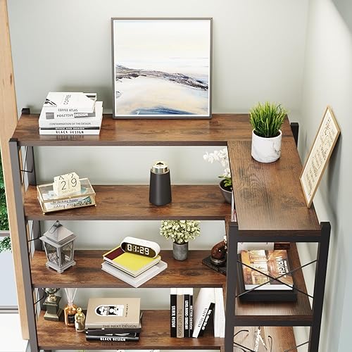 Miniatura 2 de Jartoil Estanterías de esquina y estanterías industriales de esquina Etagere estantería en forma de L, 6 niveles con marco de metal para sala de