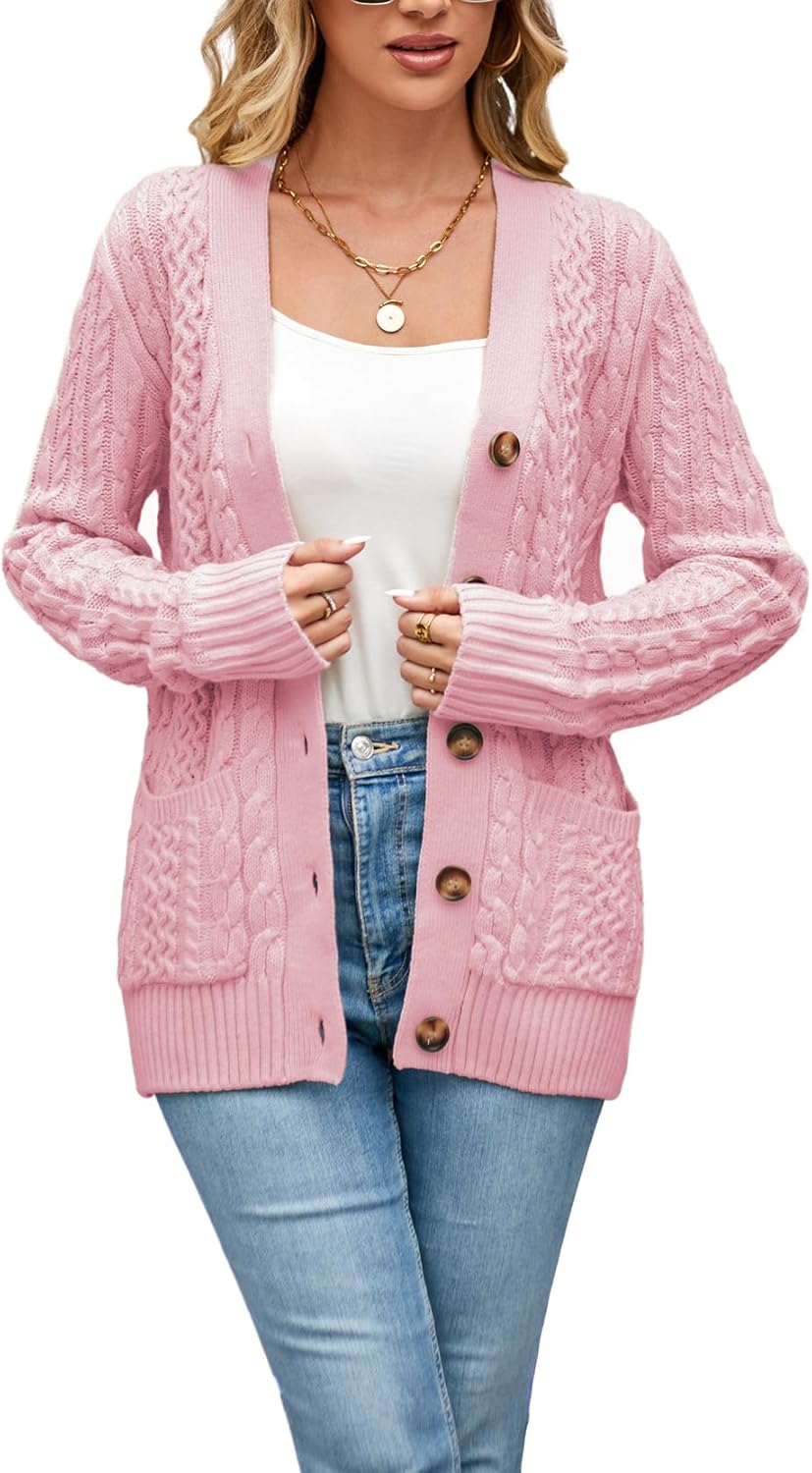 Womens Cardigan Sweaters Cable Knit Sweater 2025 Fall Winter Chunky Open Front Button Down Coats with Pockets Womens Cardigan Sweaters Cable Knit Sweater 2025 Fall Winter Chunky Open Front Button Down Coats with Pockets
