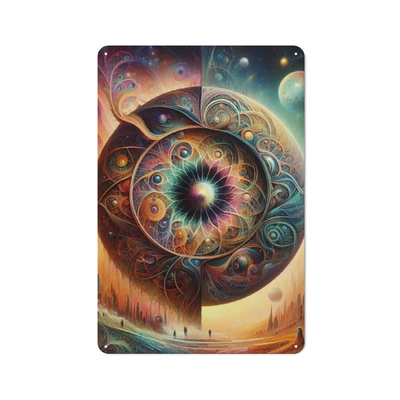 Junmoney Cosmic Mandala Vintage Tin Sign 30X20cm With For Kitchen Or Home Bar, For Metal Sign Collectors, For Kitchen And Home Bar Decor