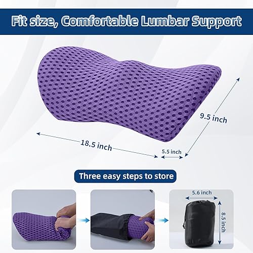 Vista 29 de Almohada lumbar, almohada de apoyo lumbar de espuma viscoelástica para silla de oficina y asiento de automóvil, almohada de apoyo para aliviar