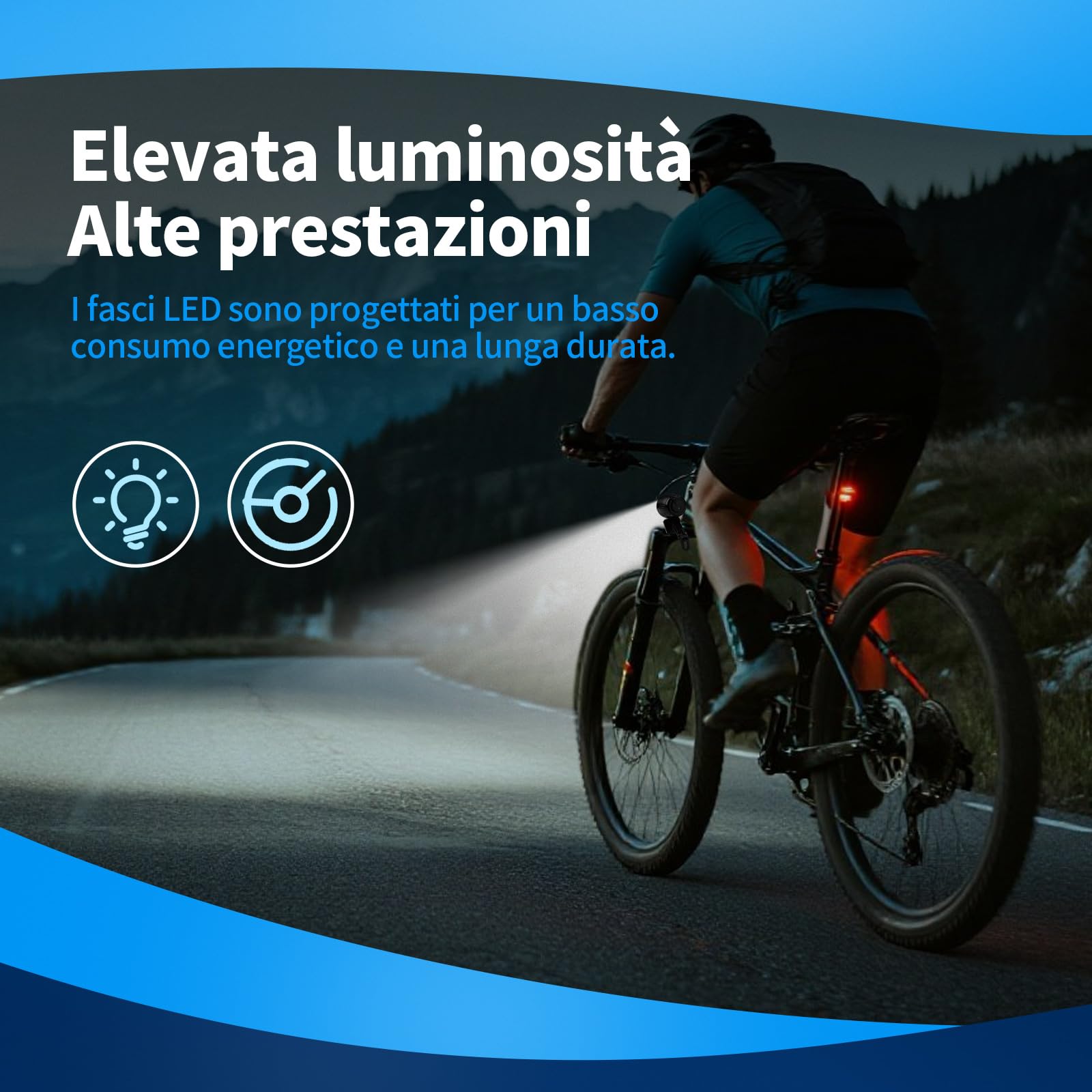 Luce Anteriore a LED per Bicicletta Elettrica, 100 LUX, Omologazione StVZO, con Riflettore, Nero, Resistente all'Acqua