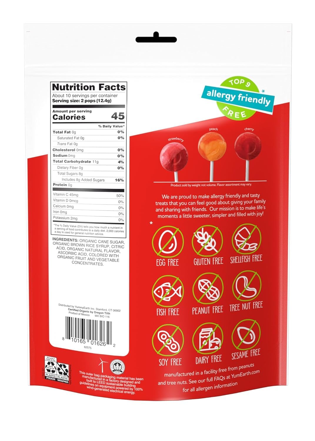 YumEarth Organic Lollipops, Assorted Flavors, 6 Packs (4.3 oz, 20 Each) 120 Lollipops – Allergy Friendly, Non-GMO, Gluten Free, Vegan Candy