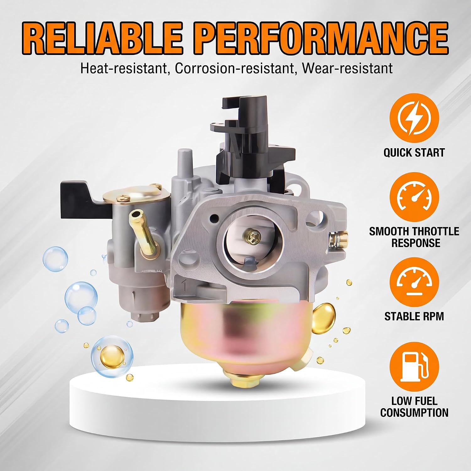 GX120 Carburetor Replacement for Honda GX140 GX160 GX168 GX200 5HP 5.5HP 6.5HP Engine, Compatible with GP160 GP190 Engine, Includes Gaskets and Fuel Filter
