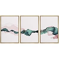 SIGNWIN 3 Piece Framed Canvas Wall Art Mountain Covered with Snow Canvas Prints Home Artwork Decoration for Living Room,Bedroom - 16