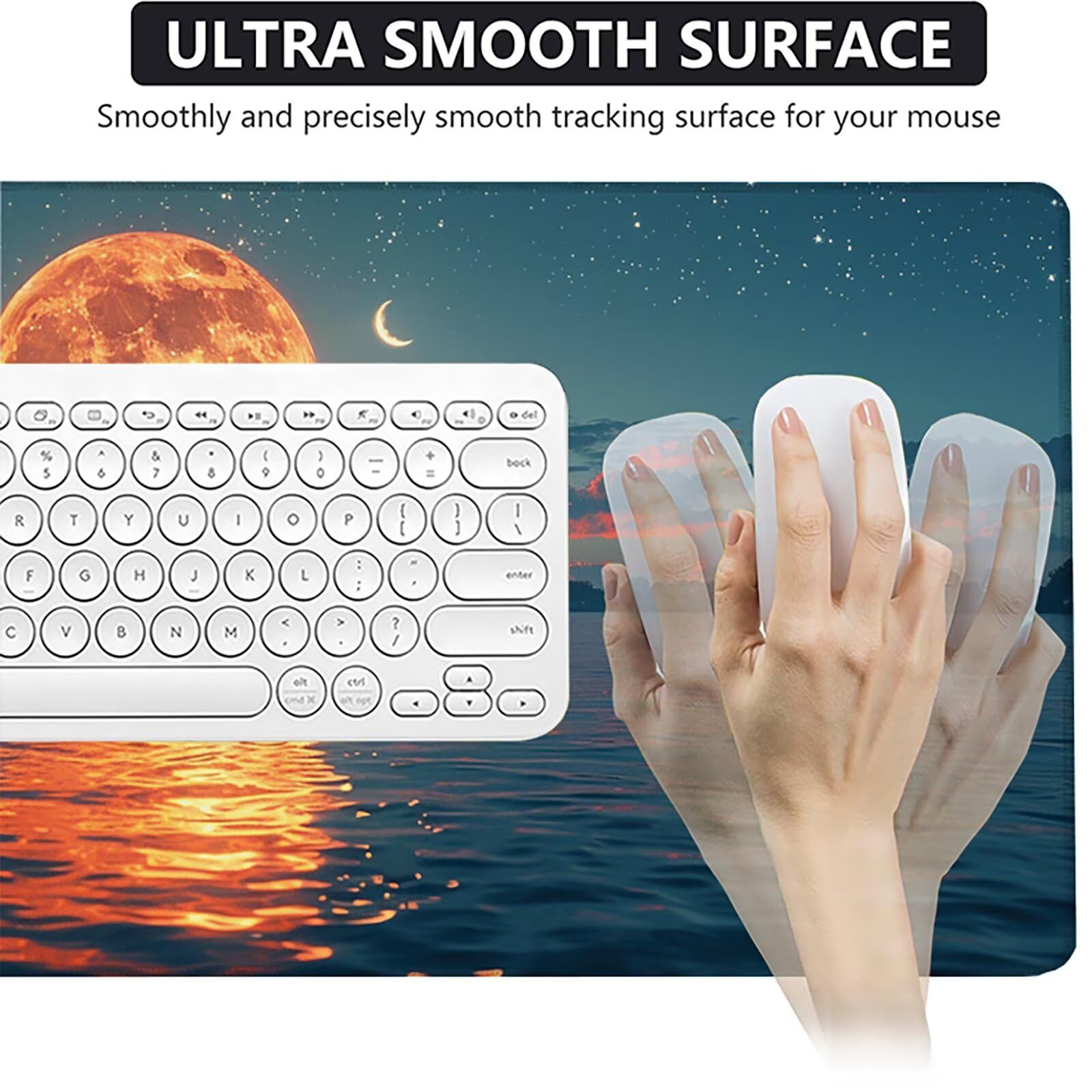 Luna Alfombrilla Ratón Gaming XXL 1500 x 800 mm, Alfombrilla Gaming Amarillo Mousepad con Base de Goma Antideslizante, Impermeable Desk Mat para Teclado y Raton, Accesorios Gaming, Regalos Z-4