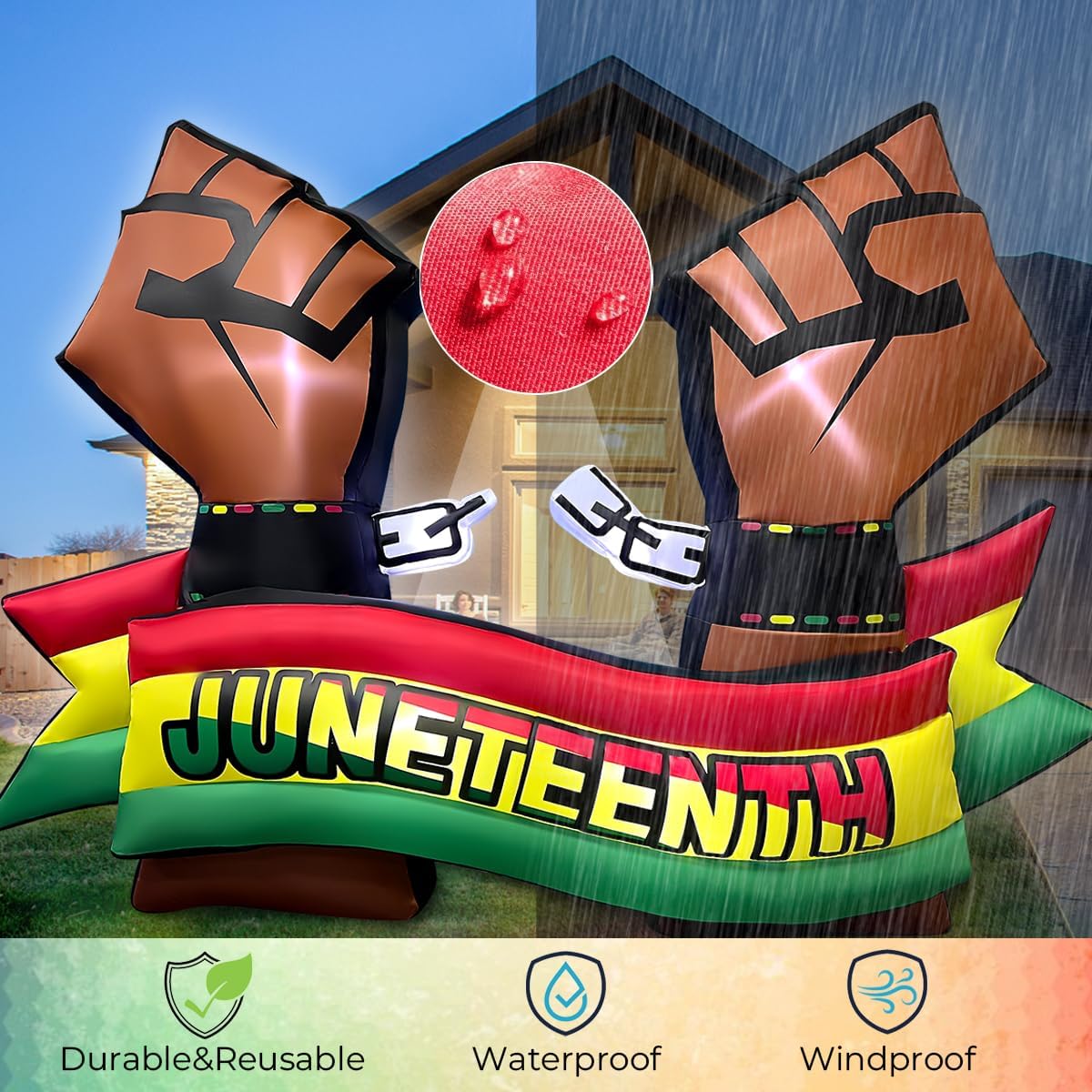 6.5FT Long Juneteenth Inflatables Decorations, Black Freedom Decor Built-in LED Lighted Blow Up Decoration Home Yard Outdoor Decor for Happy Juneteenth Party