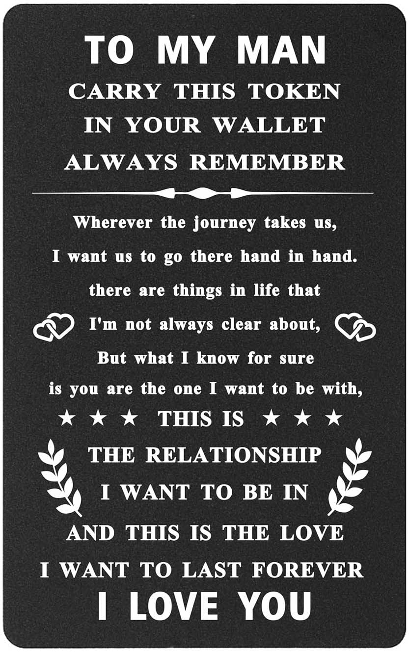 TGCNQ To My Man Wallet Insert, I Love You Gifts for Him Boyfriend Unique, Boyfriend Birthday Card, Anniversary Wedding Gifts for Husband, Valentines Day Gift for Men Christmas Stocking Stuffers