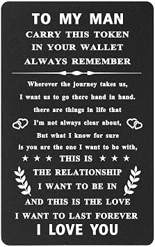 TGCNQ To My Man Wallet Insert, I Love You Gifts for Him Boyfriend Unique, Boyfriend Birthday Card, Anniversary Wedding Gifts for Husband, Valentines Day Gift for Men Christmas Stocking Stuffers