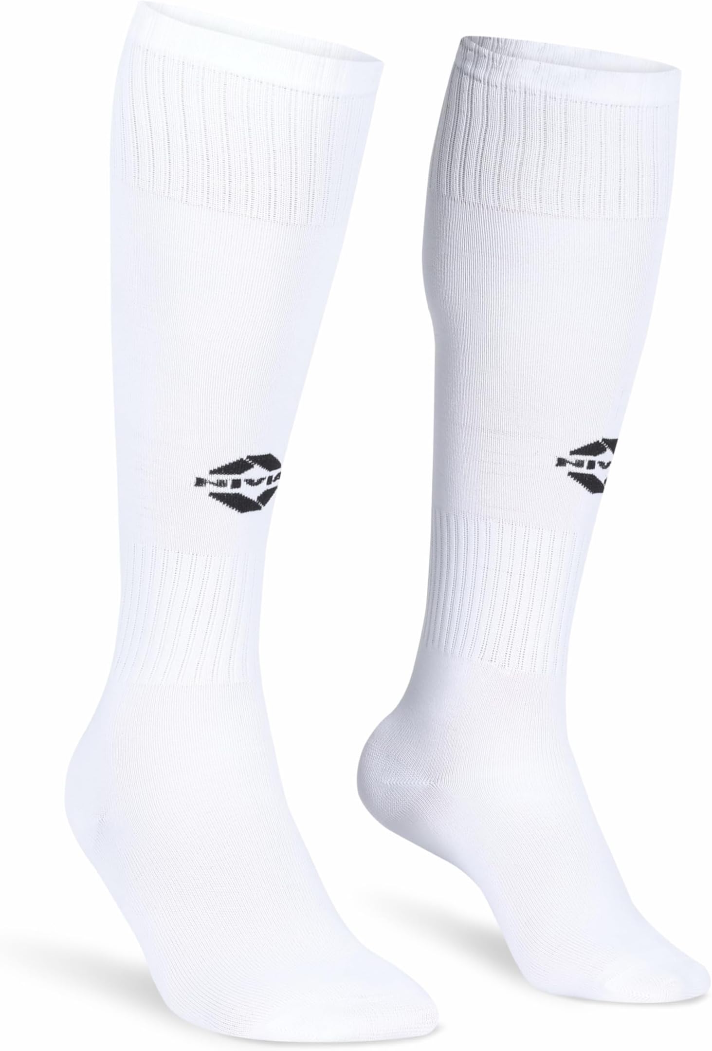 Nivia Plain Encounter Football Stockings for Men & Women, Knee Length Stockings, Football Socks, Soccer Socks, (White/Black) Size-L