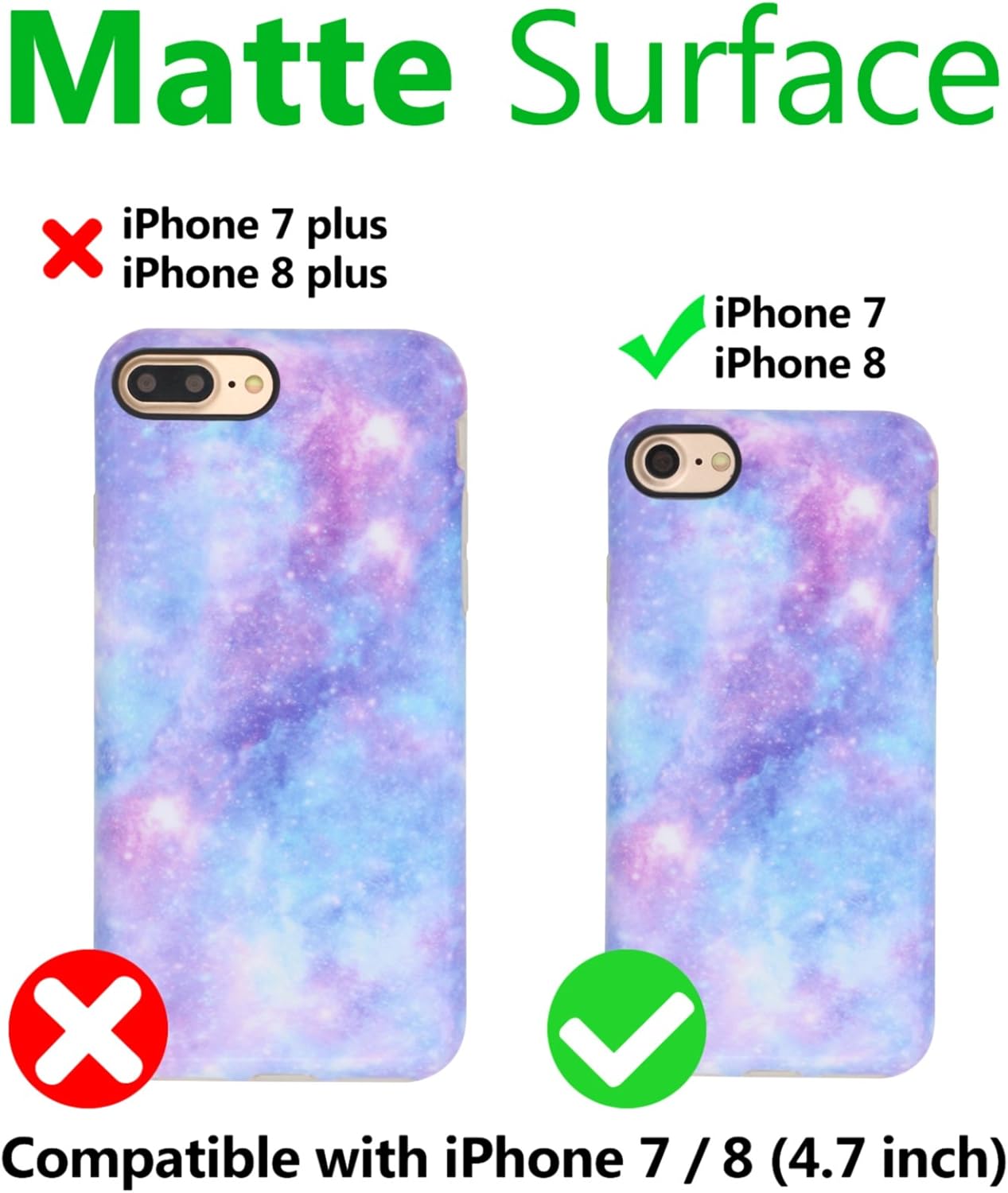 A-Focus Compatible with iPhone SE 2020 Case for Girls, iPhone 7 Case Blue, iPhone 8 Case, Purple Violet Blue Galaxy Frosted Anti Scratch Protective TPU Case for iPhone 7/8 / SE 4.7 inch Matte Blue 4