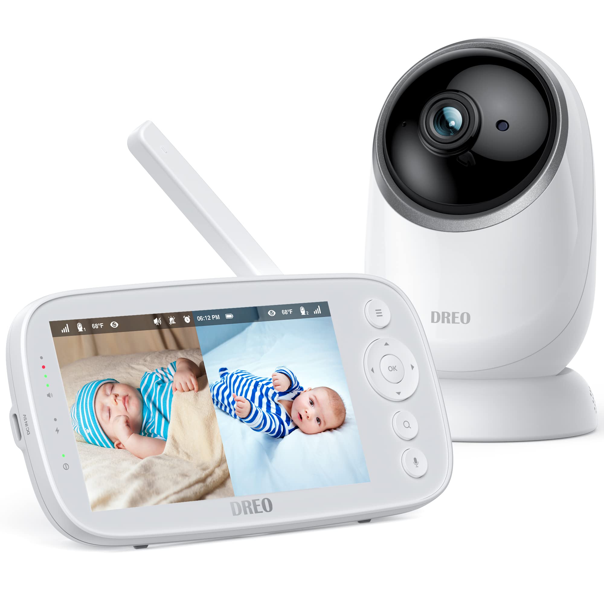 Baby Monitor IeGeek Con 2 Telecamere 1080P E Schermo Divisibile 5" - Visione Notturna, Sensore Temperatura, Audio Bidirezionale, PTZ E Controllo App