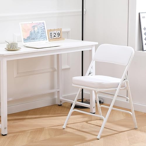 Miniatura 2 de KAIHAOWIN Sillas plegables de metal con asiento acolchado de vinilo para interiores, cómodas sillas plegables tapizadas con cojín ultra grueso,