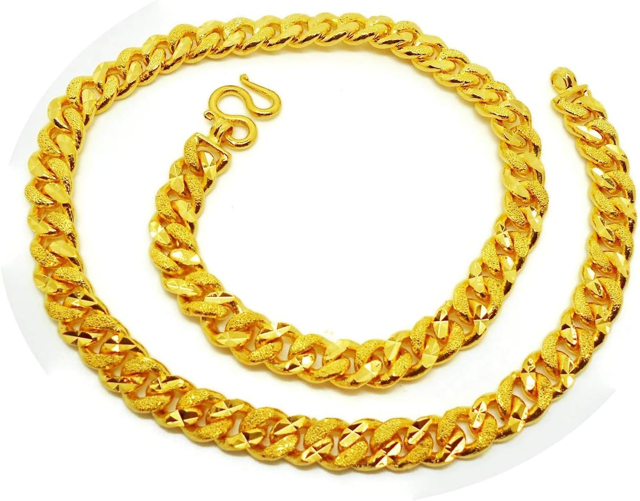 Men's Jewelry Deluxe Gold Cuban Heavy 24k Thai Baht Gold Plated Filled Necklace 28 inch 10 MM 140 Gram