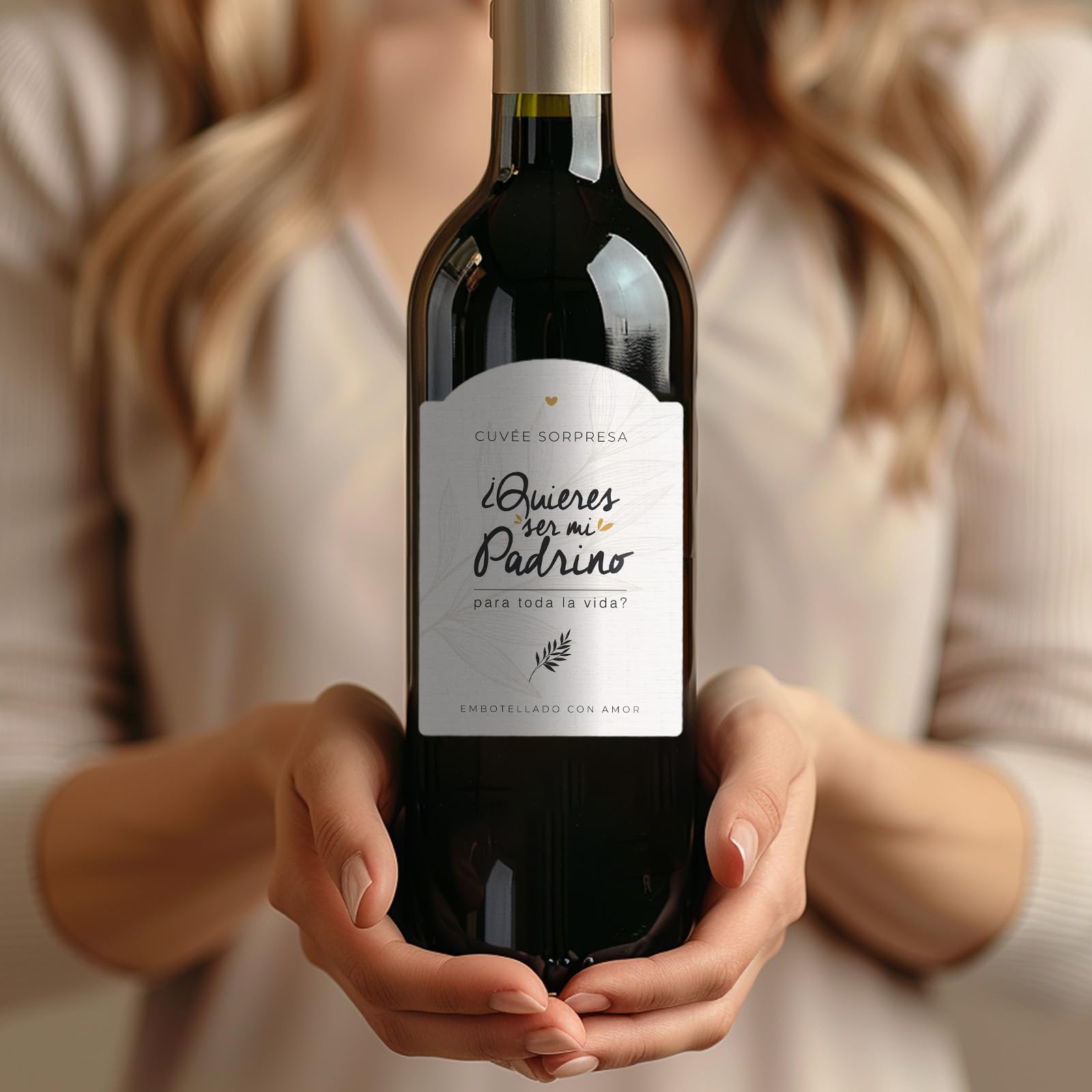 Manahia - Etiqueta de Botella - ¿Quieres ser mi padrino para toda la vida? - Idea Original para Petición Bautismo, vino o cerveza, sorpresa nacimiento |Autoadhesiva
