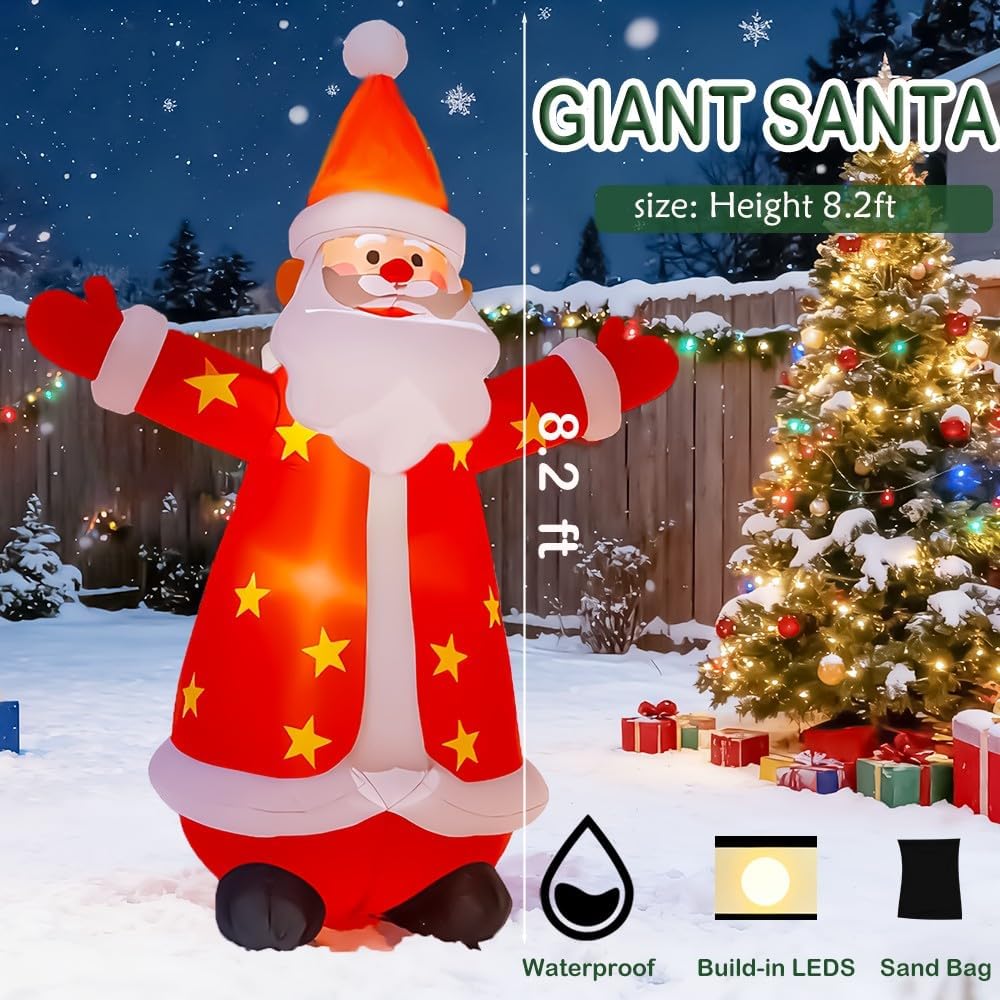 8FT Christmas Inflatables Santa Claus Outdoor Yard Decorations, Christmas Blow up Santa with LED Lights, Winter Outside Decor for Holiday Party Patio Garden Lawn, Xmas New Year Kids Gifts (Santa) - Image 5