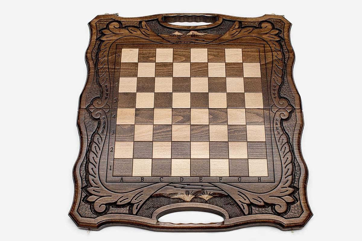 2 in 1 Armenian Backgammon Checkers Handmade Nardi High Detail Wooden Board Game Hand Crafted Nardy + Gift