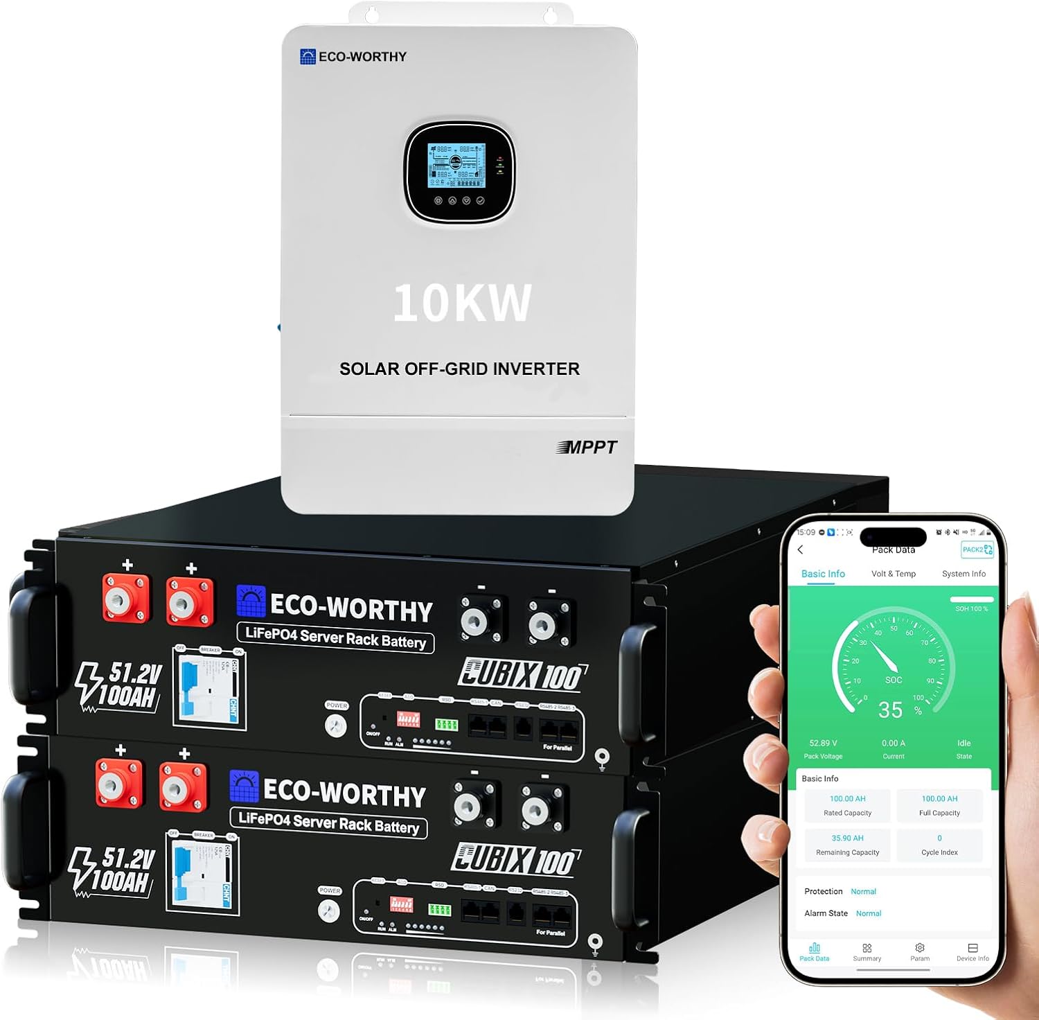 ECO-WORTHY House Energy Station Backup Energy,AC 10000W Output+10240Wh LiFePO4 Battery Help Communication,Bluetooth and WiFi,Quick Cost,for House Backup,Emergency,Photo voltaic System Elements