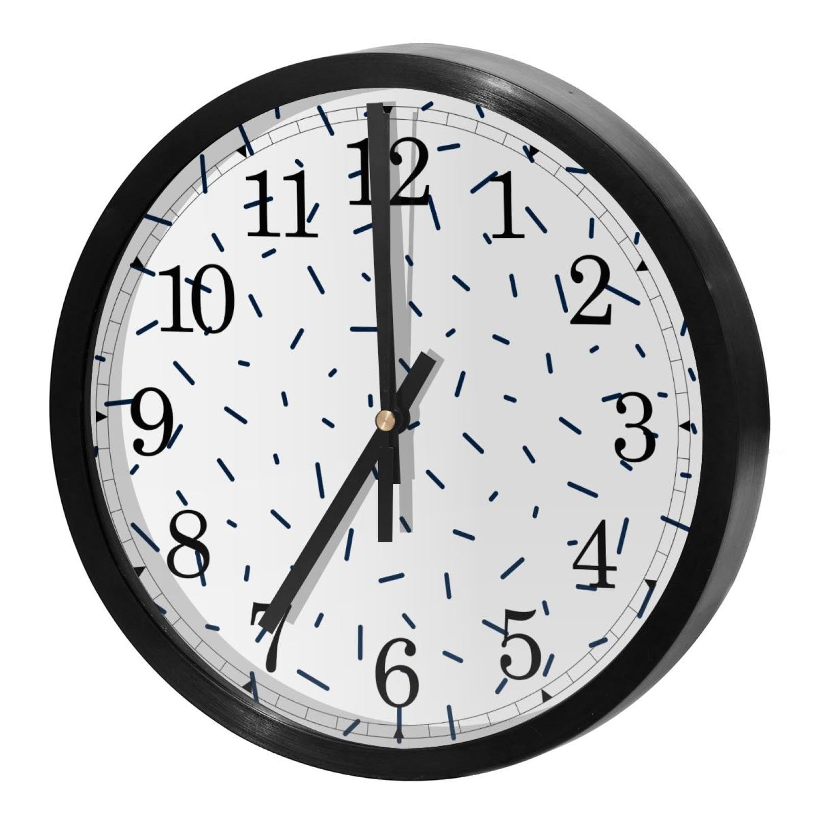 Horloge murale silencieuse Memphis style quartz design rond noir pour salon et bureau