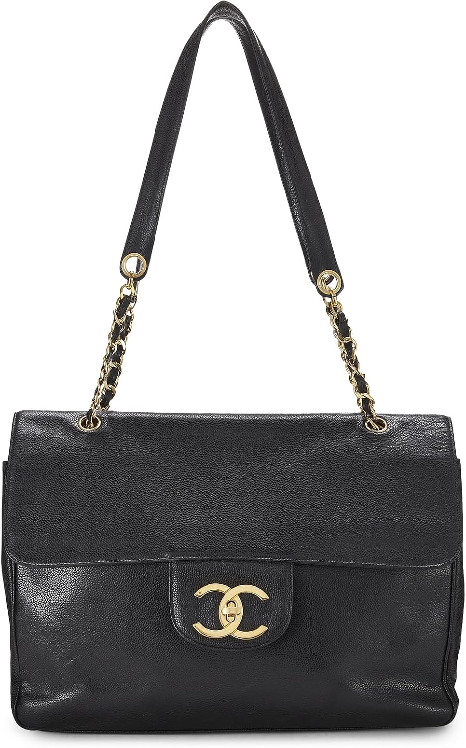 Chanel Women's Pre-Loved Black Caviar Pocket Medium Tote