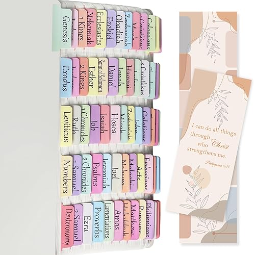 Vista 15 de Pestañas de la Biblia católica boho para mujeres/hombres/niños – 100 fichas laminadas, de índice del Antiguo y Nuevo Testamento para estudio