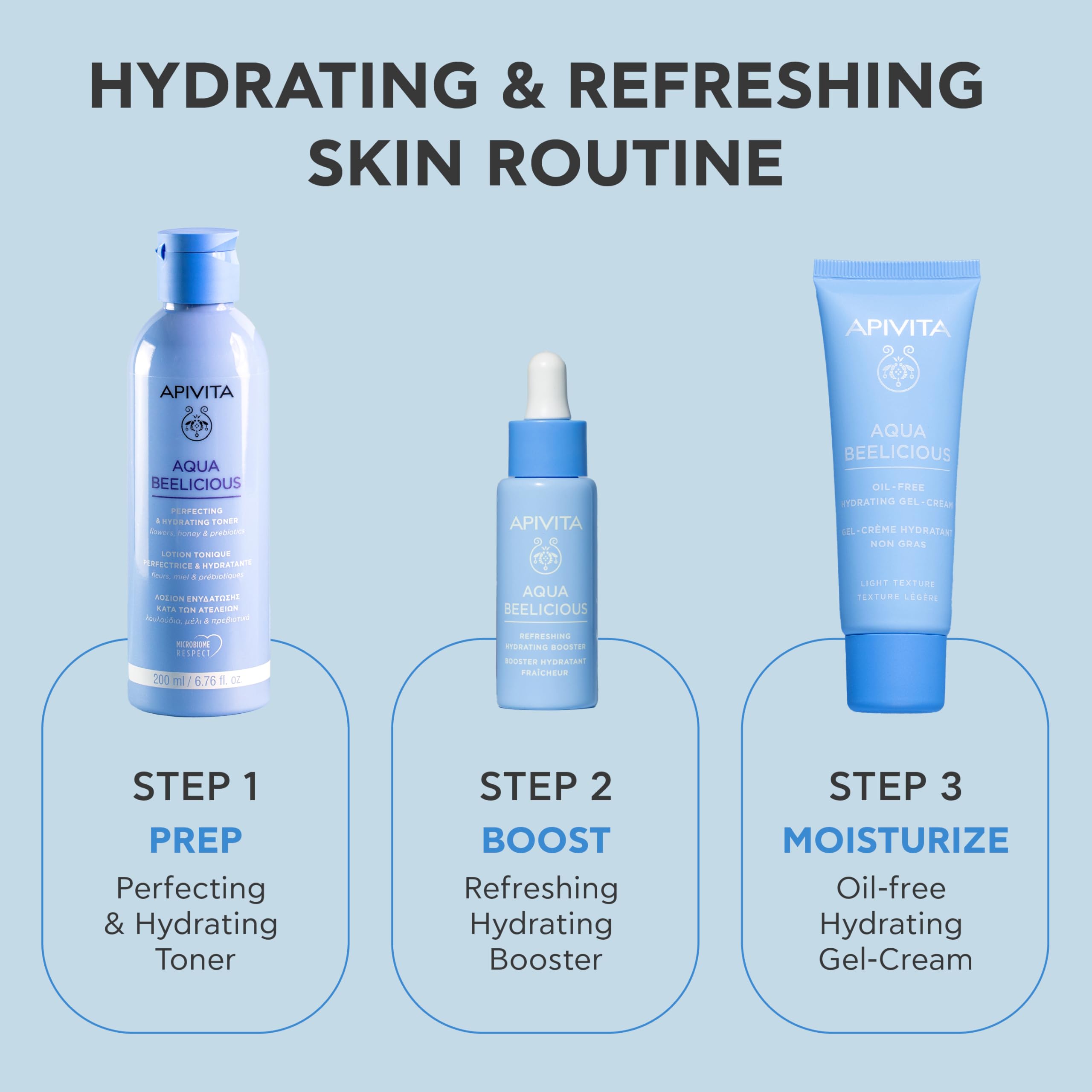 APIVITA Aqua Beelicious Perfecting & Hydrating Toner | Hydrating & Soothing Dewy Toner with Honey, Prebiotics & Flowers, 200 mL / 6.67 oz