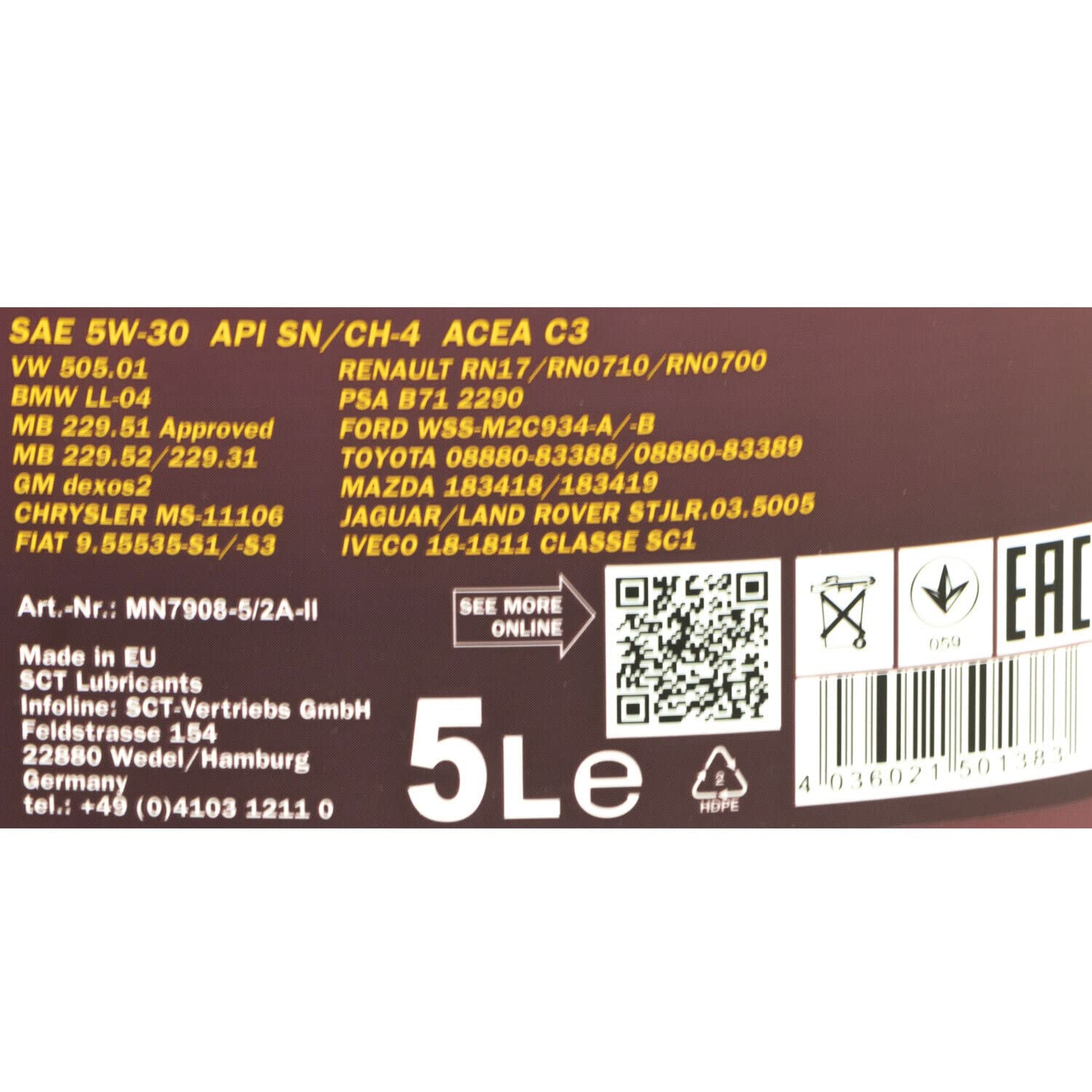 Motoröl Motor Öl MANNOL Energy Premium 5W-30 API SN 5 Liter mit Ausgießer