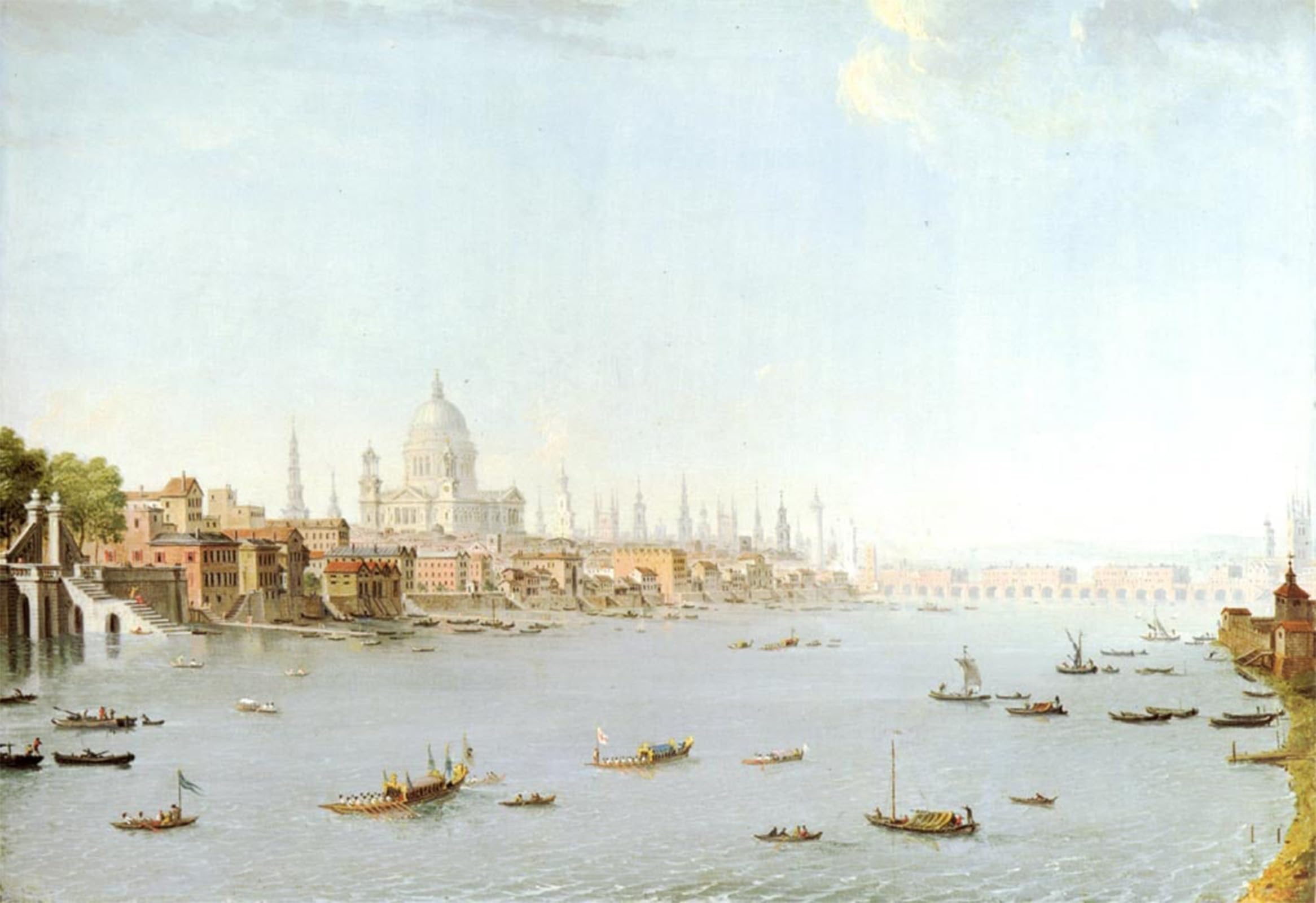 SERENDIPITP Abstract Painting Mural Print Picture Wall Decor Painting the Thames Looking Towards the City by Antonio Joli Vintage Wall Artwork for Home Decor 60x90cm