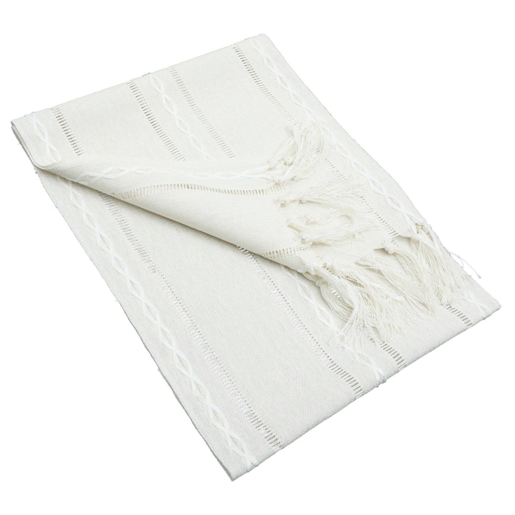 Chemin de table rustique Mikinona avec pompon pour salle à manger