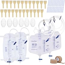 External Condom Catheter for Incontinence for Elderly Men,24pcs 30mm Soft Latex Sets,2 pcs 1000ml Leg Bags,2 pcs 2000ml Urine Bags 6pcs Stabilization Device with 2 Rolls of Tape Male