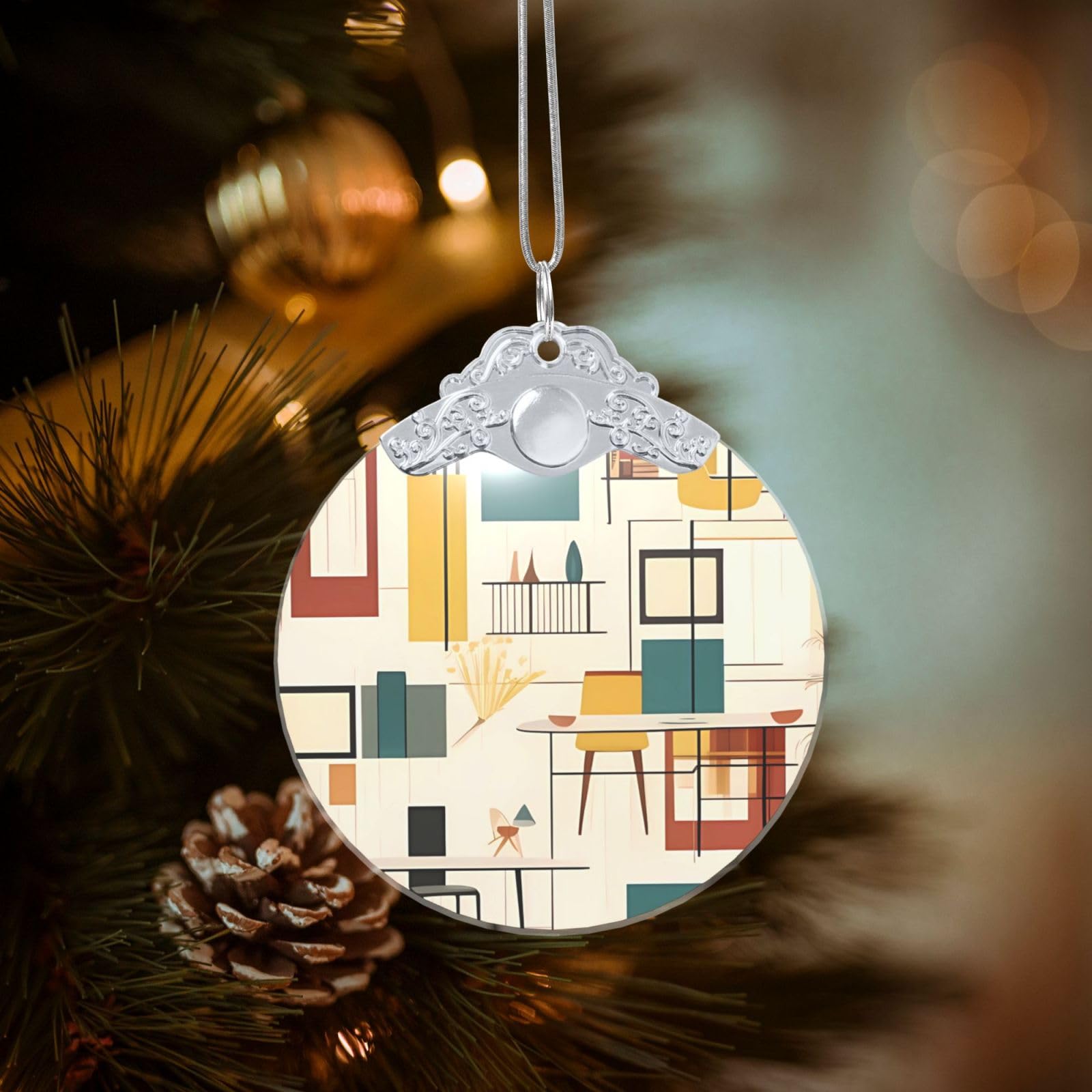 Crystal Christmas Ornaments for Christmas Tree Decoration Hanging Mid Century Modern Ornament with Gold Ribbon Crafts Round Pendant for Keepsake Gifts Glass Xmas Decor Party Supplies