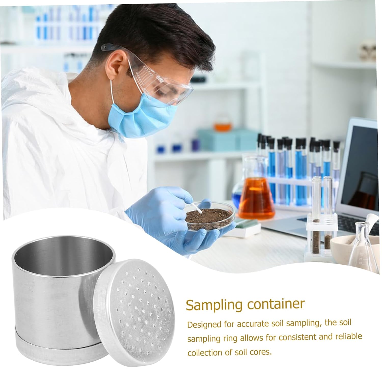 Healifty Stainless Steel Soil Sampling Ring Soil Tester Tool with Covers