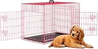 Vista 10 de Jaula para perros de 48 pulgadas, jaulas plegables de alambre mental, jaulas para perros grandes, para exteriores, interiores, mascotas, XL, con Rosa