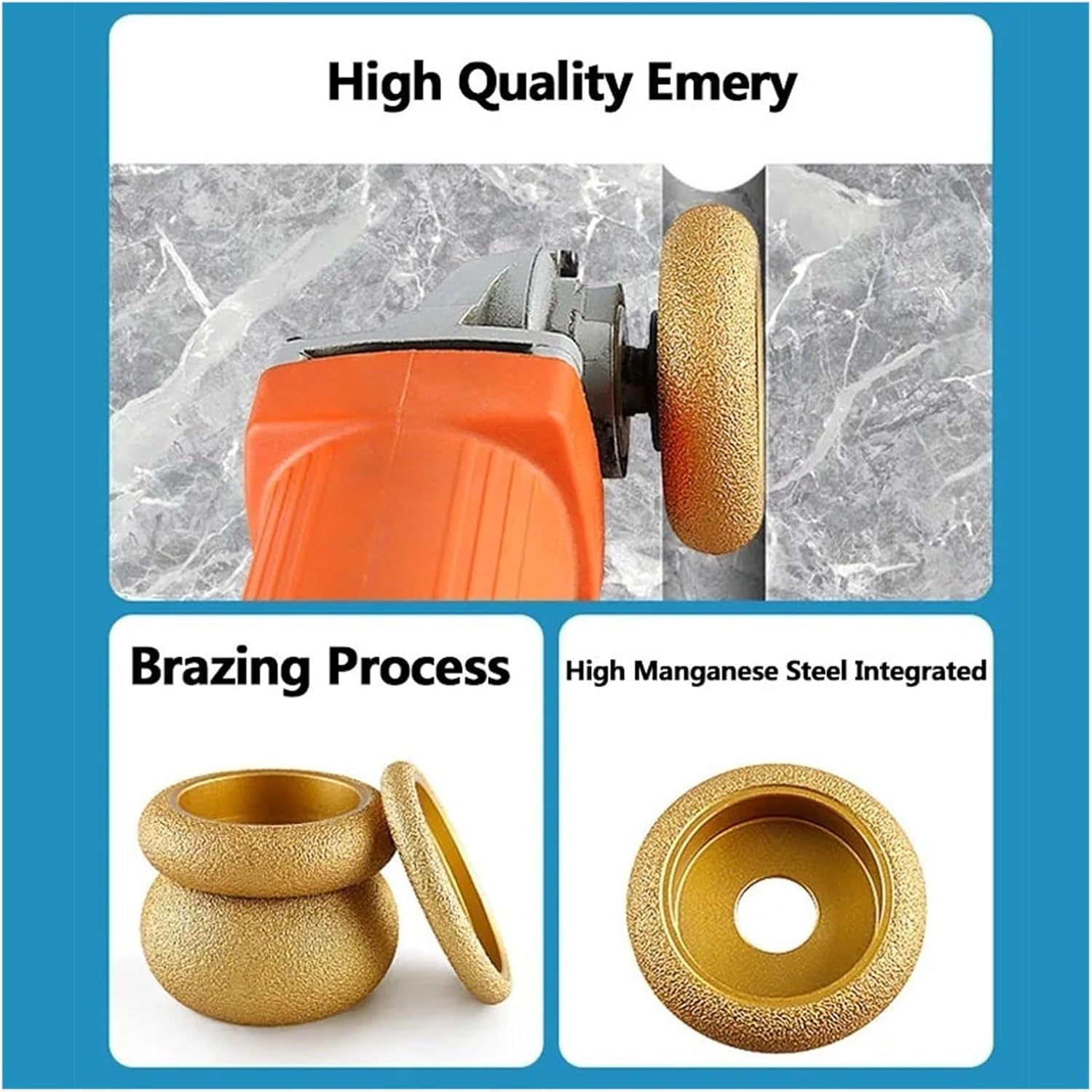 75mm Stone Edging Wheel Grinding Wheel,Granite Marble Brazed Diamond Angle Grinder Grinding Head, 40mm
