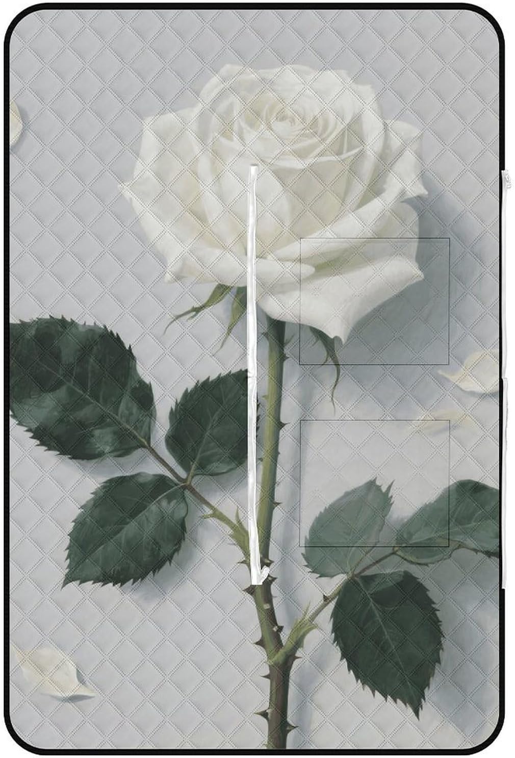 White Blooming Floral Picnic Blanket 150x100cm, Foldable 2-in-1 Picnic Mat and Tote Bag Portable Waterproof Beach Mat Sandproof Outdoor Blanket for Park, Hiking, Beach, Camping, Travel