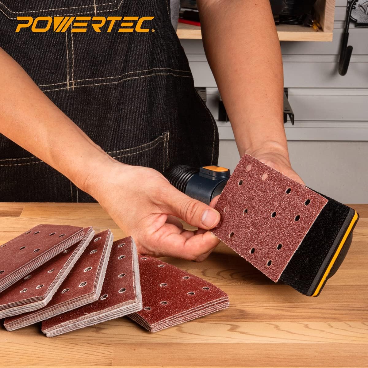 POWERTEC 71514 Vacuum Hand Sanding Block Set w/Aluminum Oxide Sander Pad Assortment 80mm X 130mm – 50 Pack (40, 80, 120, 180, 240 Grit, 10 of each) : Everything Else