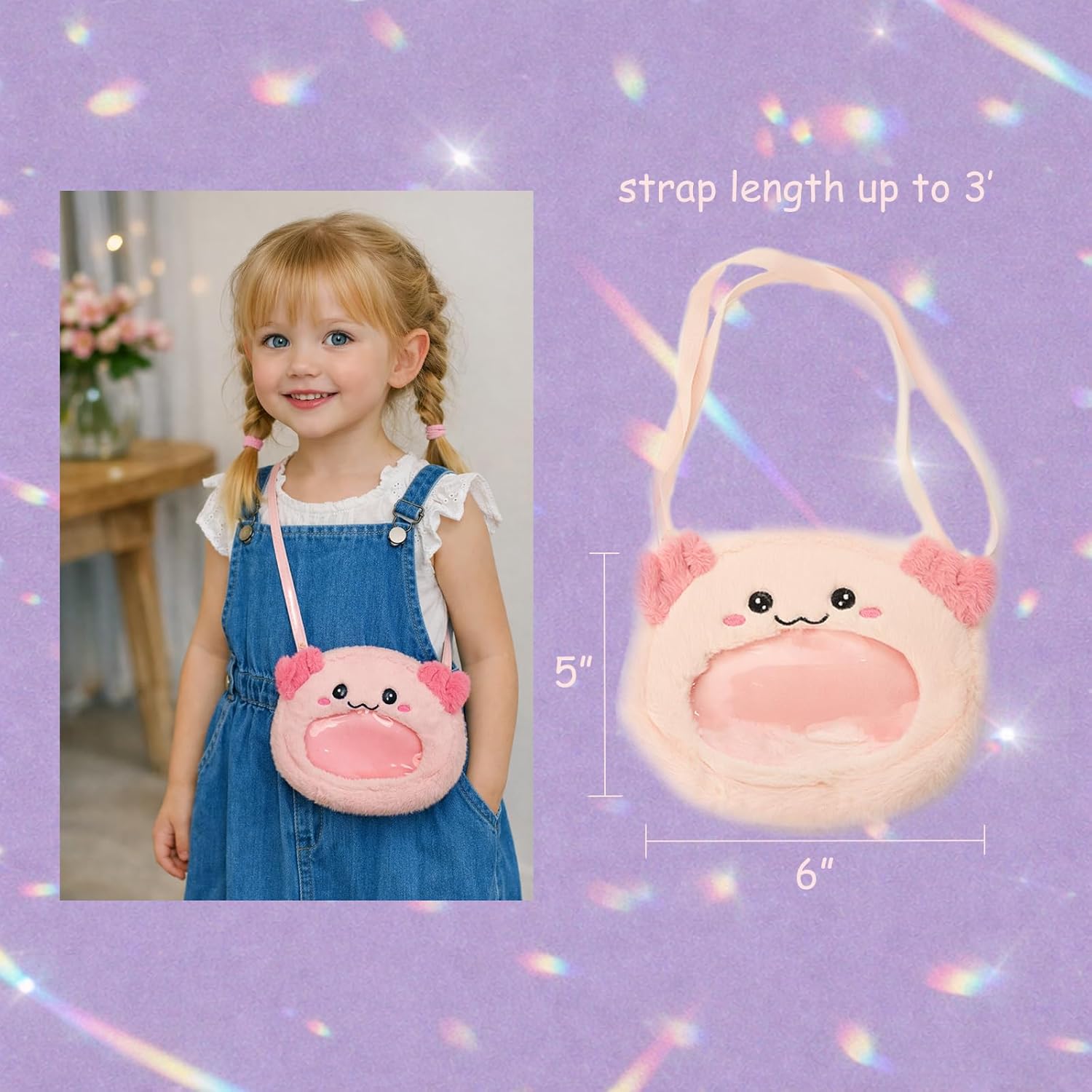 Axolotl Gift Set for Axolotl Lover– Crossbody Bag, Diary with Lock, Pen, Stickers, Necklace, Bracelet, Mirror & Headband – Lovely Animal Themed Kit
