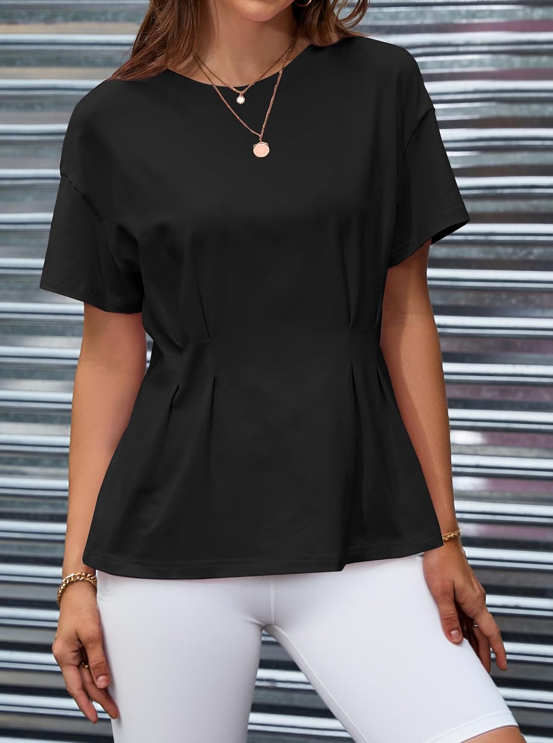 Avanova Women Peplum Top T Shirts Babydoll Short Sleeve Summer Tee - Image 3