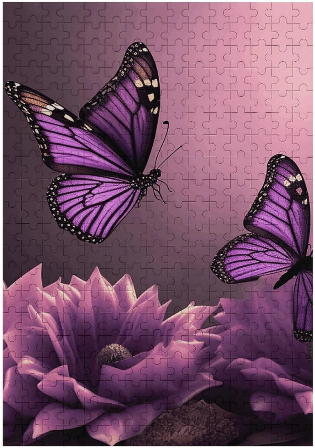 3D Flowers and Purple Butterfly Wooden Puzzle, Jigsaw Puzzles image 3