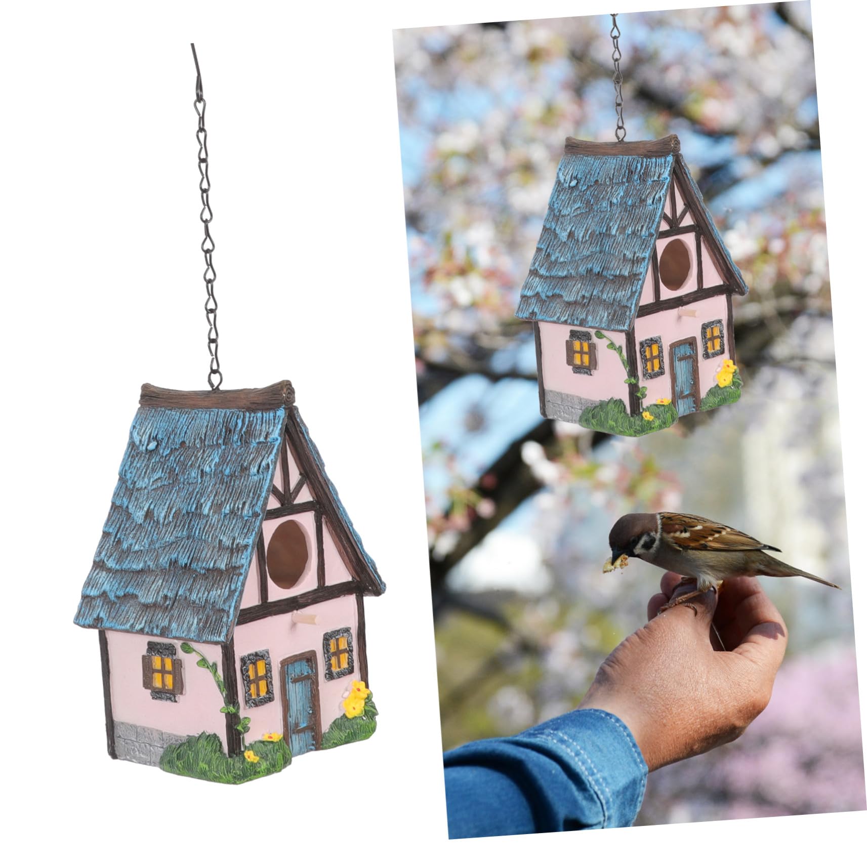 Hängendes Vogelhaus aus Kunstharz für Außenbereich Wetterfest und Dekorativ Einfacher Eleganter Stil für Garten und Hof als Vogelnistkasten