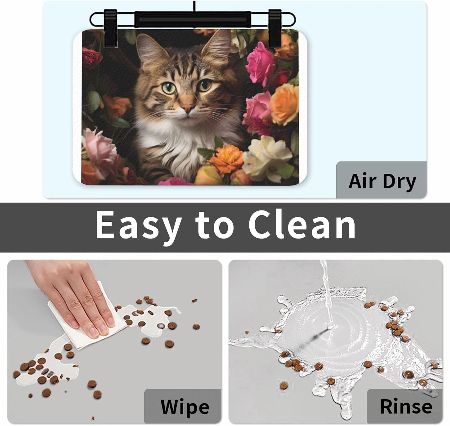 Cats Pet Feeding Mat-Waterproof & Non-Slip Dog and Cat Food Mat-No Stains Quick Dry Dog Water Dispenser Mat