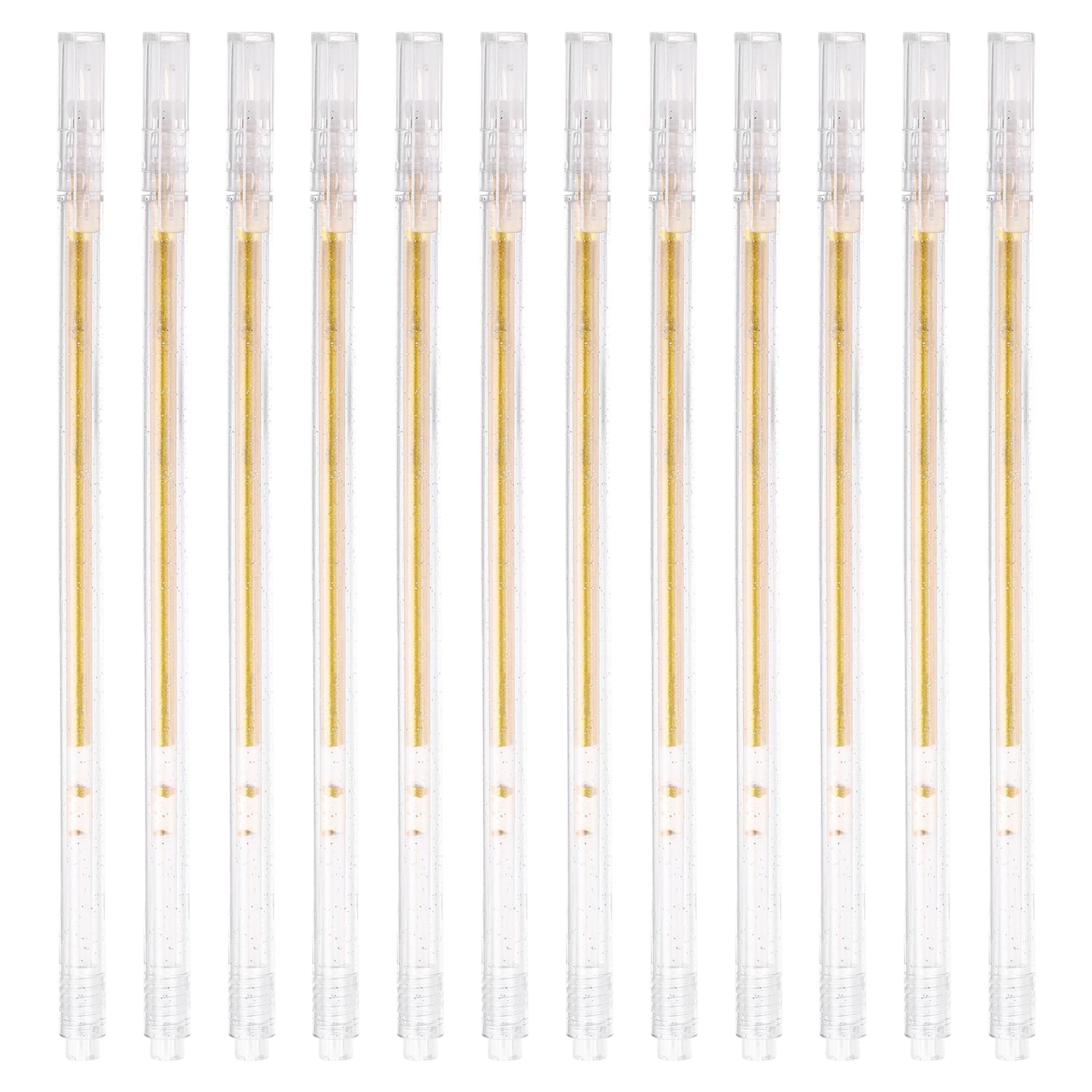 PATIKIL 1 mm Glitter Gel Pens, 12 Pcs Fine Point Large Capacity Colored Gel Pens Smooth Writing Glitter Markers for Adults Coloring Books Artists Drawing Writing, Light Gold