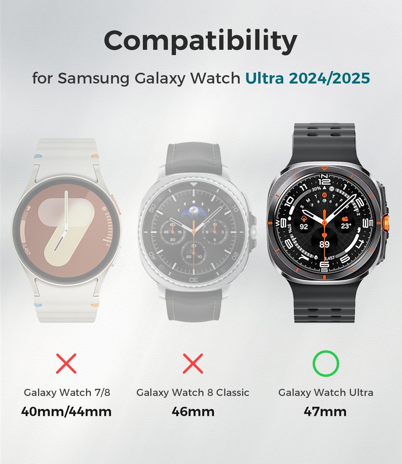 Goton Metal Case with Screen Protector for Galaxy Watch Ultra/Ultra 2025 47mm, 360° Full-Body Rugged Stainless Steel Bumper + PC Back Cover, for Samsung Galaxy Watch 7/8 Ultra, Titanium Black+Orange - Image 2