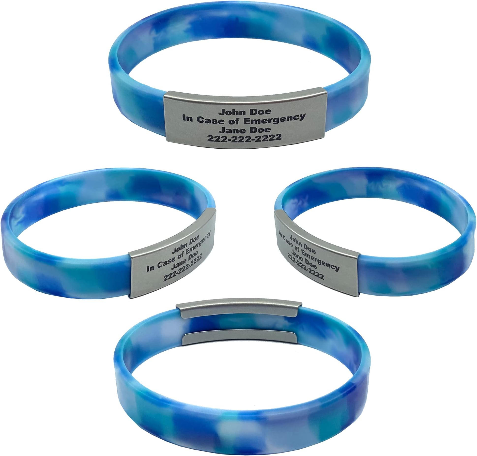 Medical ID Bracelet Custom Engraved โ Emergency Medical Alert Bracelet for Men & Women โ Personalized Medical ID Bracelet Waterproof Silicone & Stainless Steel โ Road ID, Allergy, Diabetes, ICE ID Bracelet